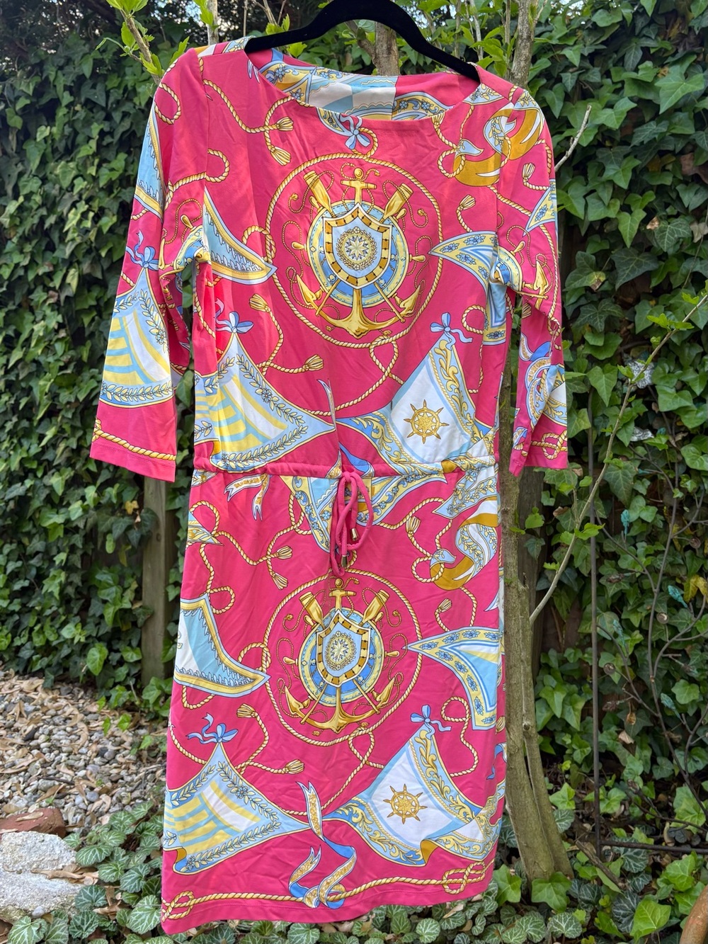 J. McLaughlin Pink Nautical Medallion Print Dress Size M